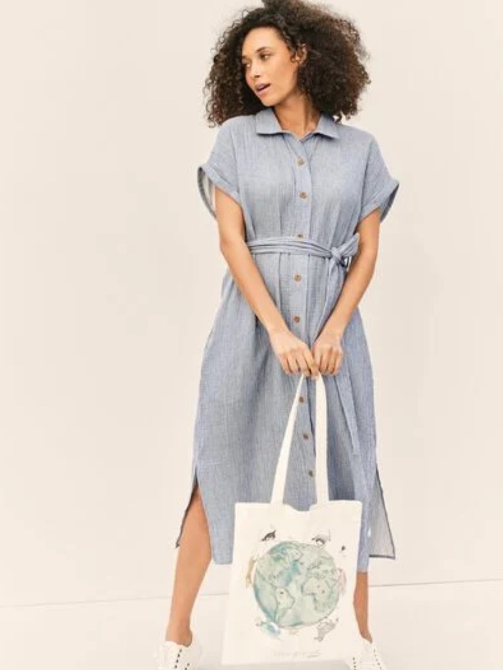 Little Planet by Carter’s Blue Striped Gauze Shirt Dress XXL Maternity Friendly